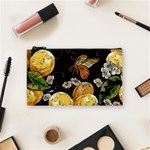 Embroidery blossoming lemons butterfly seamless pattern Cosmetic Bag (Small) Front