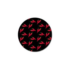 Red, Hot Jalapeno Peppers, Chilli Pepper Pattern At Black, Spicy Golf Ball Marker by Casemiro