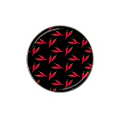 Red, Hot Jalapeno Peppers, Chilli Pepper Pattern At Black, Spicy Hat Clip Ball Marker by Casemiro