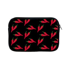 Red, Hot Jalapeno Peppers, Chilli Pepper Pattern At Black, Spicy Apple Ipad Mini Zipper Cases by Casemiro