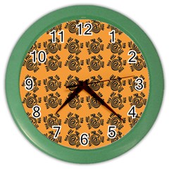 Inka Cultur Animal - Animals And Occult Religion Color Wall Clock by DinzDas