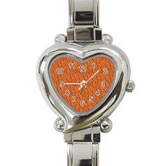 Animal Skin - Lion And Orange Skinnes Animals - Savannah And Africa Heart Italian Charm Watch by DinzDas