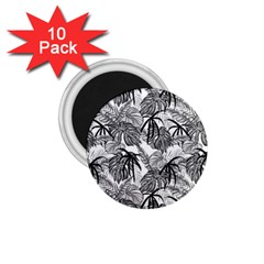 Black And White Leafs Pattern, Tropical Jungle, Nature Themed 1 75  Magnets (10 Pack)  by Casemiro