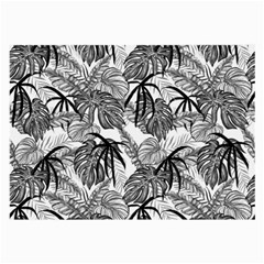 Black And White Leafs Pattern, Tropical Jungle, Nature Themed Large Glasses Cloth (2 Sides) by Casemiro