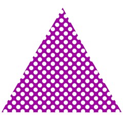 White And Purple, Polka Dots, Retro, Vintage Dotted Pattern Wooden Puzzle Triangle by Casemiro