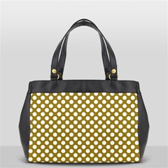 Gold Polka Dots Patterm, Retro Style Dotted Pattern, Classic White Circles Oversize Office Handbag (2 Sides) by Casemiro