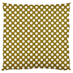 Gold Polka Dots Patterm, Retro Style Dotted Pattern, Classic White Circles Large Cushion Case (two Sides) by Casemiro