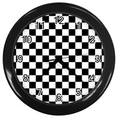 Black And White Chessboard Pattern, Classic, Tiled, Chess Like Theme Wall Clock (black) by Casemiro