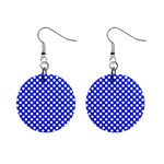 Dark blue and white polka dots pattern, retro pin-up style theme, classic dotted theme Mini Button Earrings Front