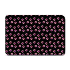 Peach Purple Daisy Flower Black Small Doormat  by snowwhitegirl