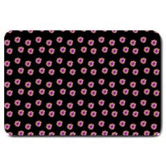 Peach Purple Daisy Flower Black Large Doormat  by snowwhitegirl