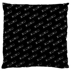 Xoxo Black And White Pattern, Kisses And Love Geometric Theme Large Cushion Case (two Sides) by Casemiro