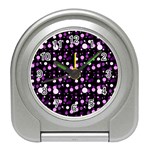 Purple, pink bokeh dots, asymmetric polka dot with modern twist Travel Alarm Clock Front