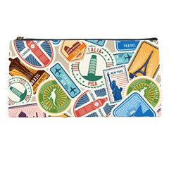 Travel Pattern Immigration Stamps Stickers With Historical Cultural Objects Travelling Visa Immigrant Pencil Case by Amaryn4rt