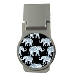 Elephant-pattern-background Money Clips (Round)  Front