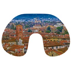 Lucca Historic Center Aerial View Travel Neck Pillow by dflcprintsclothing