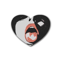 Wide Open And Ready - Kinky Girl Face In The Dark Rubber Coaster (heart)  by Casemiro