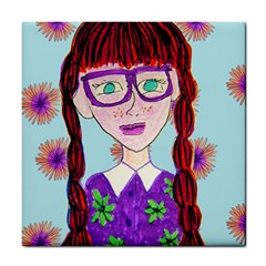 Purple Glasses Girl Wall Tile Coaster by snowwhitegirl