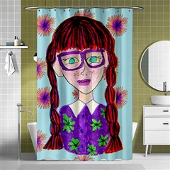 Purple Glasses Girl Wall Shower Curtain 48  X 72  (small)  by snowwhitegirl