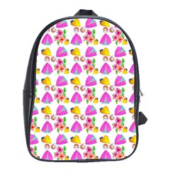 Girl With Hood Cape Heart Lemon Pattern White School Bag (large) by snowwhitegirl