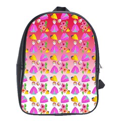 Girl With Hood Cape Heart Lemon Pattern Red Ombre School Bag (large) by snowwhitegirl