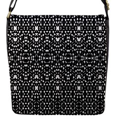 Ethnic Black And White Geometric Print Flap Closure Messenger Bag (s) by dflcprintsclothing