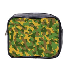 Yellow Green Brown Camouflage Mini Toiletries Bag (two Sides) by SpinnyChairDesigns