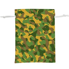 Yellow Green Brown Camouflage  Lightweight Drawstring Pouch (xl) by SpinnyChairDesigns