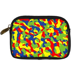 Colorful Rainbow Camouflage Pattern Digital Camera Leather Case by SpinnyChairDesigns