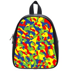 Colorful Rainbow Camouflage Pattern School Bag (small) by SpinnyChairDesigns