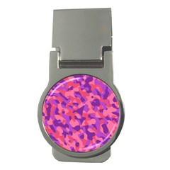 Pink And Purple Camouflage Money Clips (round)  by SpinnyChairDesigns