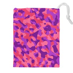 Pink And Purple Camouflage Drawstring Pouch (4xl) by SpinnyChairDesigns