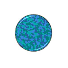 Blue Turquoise Teal Camouflage Pattern Hat Clip Ball Marker by SpinnyChairDesigns