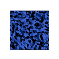 Black And Blue Camouflage Pattern Satin Bandana Scarf by SpinnyChairDesigns