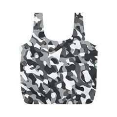 Grey And White Camouflage Pattern Full Print Recycle Bag (m) by SpinnyChairDesigns