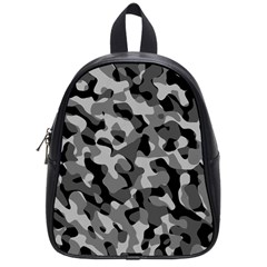 Grey And Black Camouflage Pattern School Bag (small) by SpinnyChairDesigns