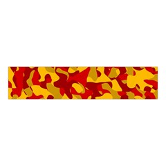 Red And Yellow Camouflage Pattern Velvet Scrunchie by SpinnyChairDesigns