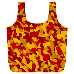 Red And Yellow Camouflage Pattern Full Print Recycle Bag (xxl) by SpinnyChairDesigns