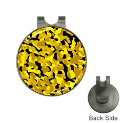 Black And Yellow Camouflage Pattern Hat Clips With Golf Markers by SpinnyChairDesigns