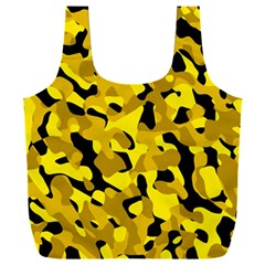 Black And Yellow Camouflage Pattern Full Print Recycle Bag (xxl) by SpinnyChairDesigns