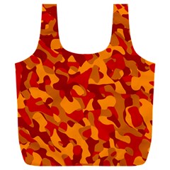 Red And Orange Camouflage Pattern Full Print Recycle Bag (xxxl) by SpinnyChairDesigns