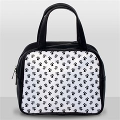 Cat Dog Animal Paw Prints Pattern Black And White Classic Handbag (one Side) by SpinnyChairDesigns