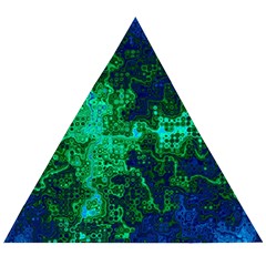 Abstract Green And Blue Techno Pattern Wooden Puzzle Triangle by SpinnyChairDesigns