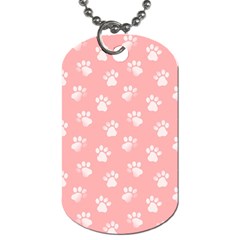 Animal Cat Dog Prints Pattern Pink White Dog Tag (one Side) by SpinnyChairDesigns