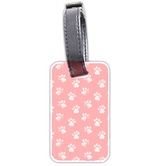 Animal Cat Dog Prints Pattern Pink White Luggage Tag (two Sides) by SpinnyChairDesigns