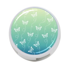 White Butterflies On Blue And Light Green 4-port Usb Hub (two Sides) by SpinnyChairDesigns