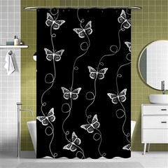 Black And White Butterfly Pattern Shower Curtain 48  X 72  (small)  by SpinnyChairDesigns