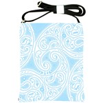 Light Blue and White Abstract Paisley Shoulder Sling Bag Front