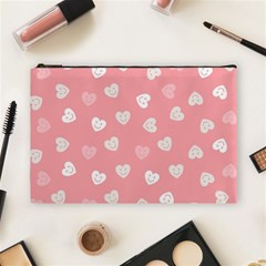 Cute Pink And White Hearts Cosmetic Bag (large) by SpinnyChairDesigns