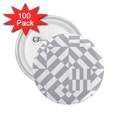 Truchet Tiles Grey White Pattern 2 25  Buttons (100 Pack)  by SpinnyChairDesigns